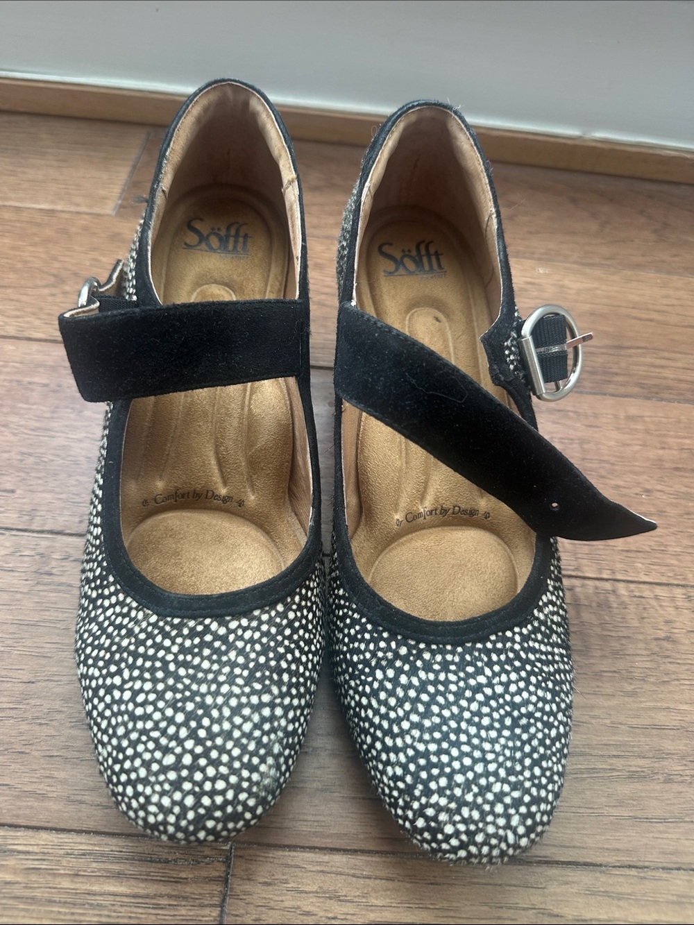 Sofft Black & White Speckled Mary Jane Flats